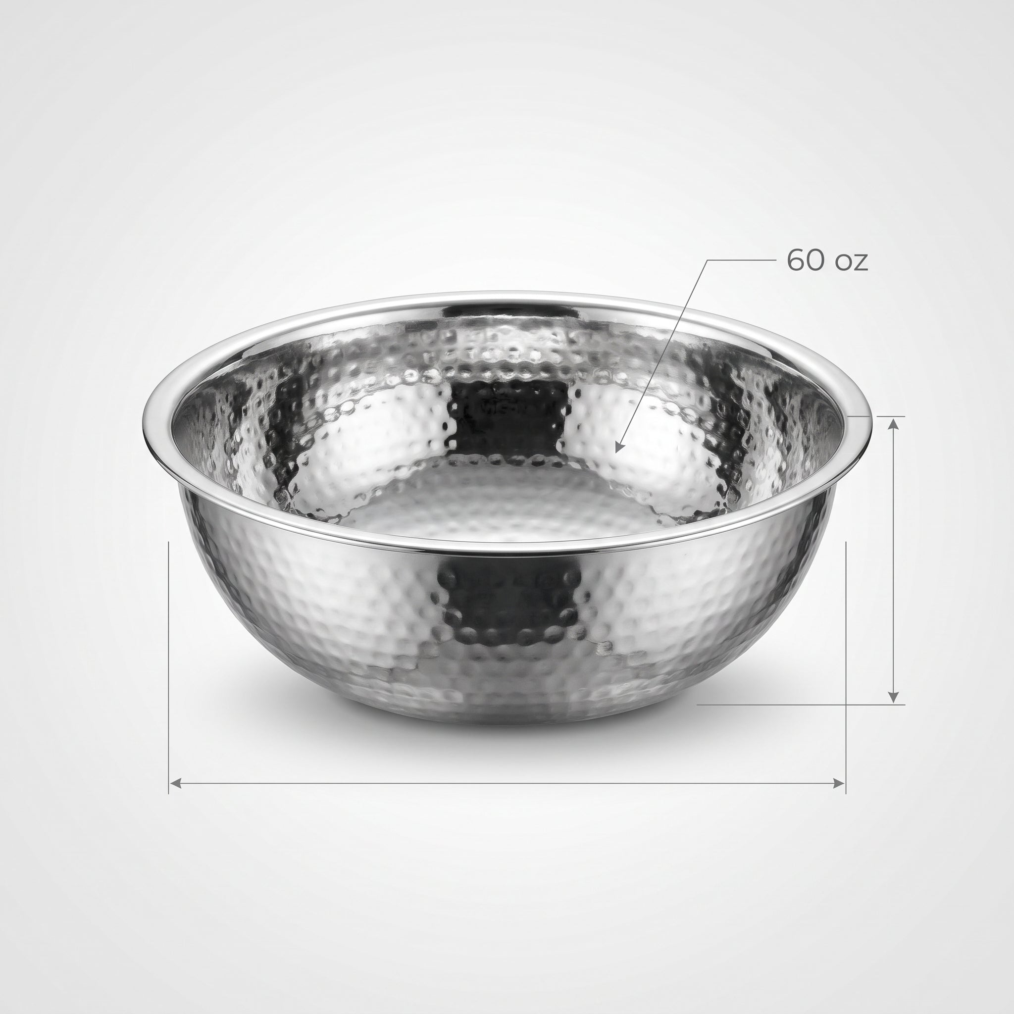 Elegant Silver Hammered Stainless Steel Bowl - 10.75"
