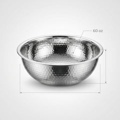 Elegant Silver Hammered Stainless Steel Bowl - 10.75"