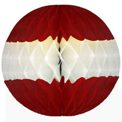 8in. Red &amp; White Honeycomb Balls