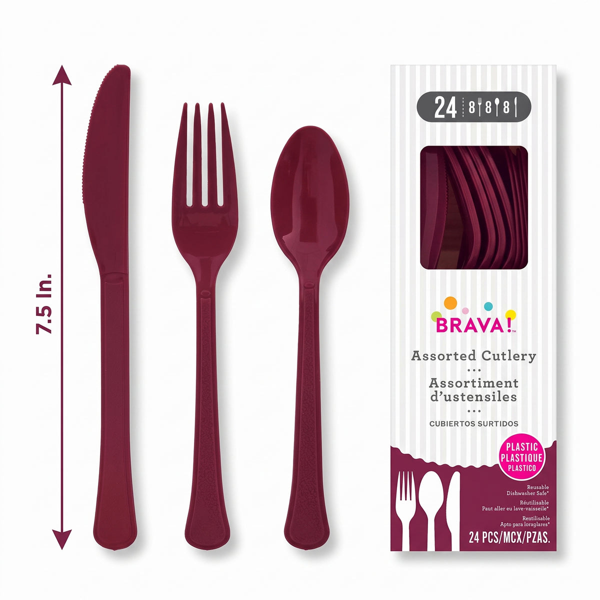 Brava! Berry Plastic Cutlery Set - 24 Count