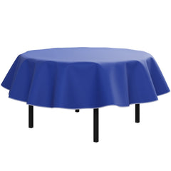 Dark Blue Flannel Backed Plastic Table Cover 70 In. Round | Case of 24