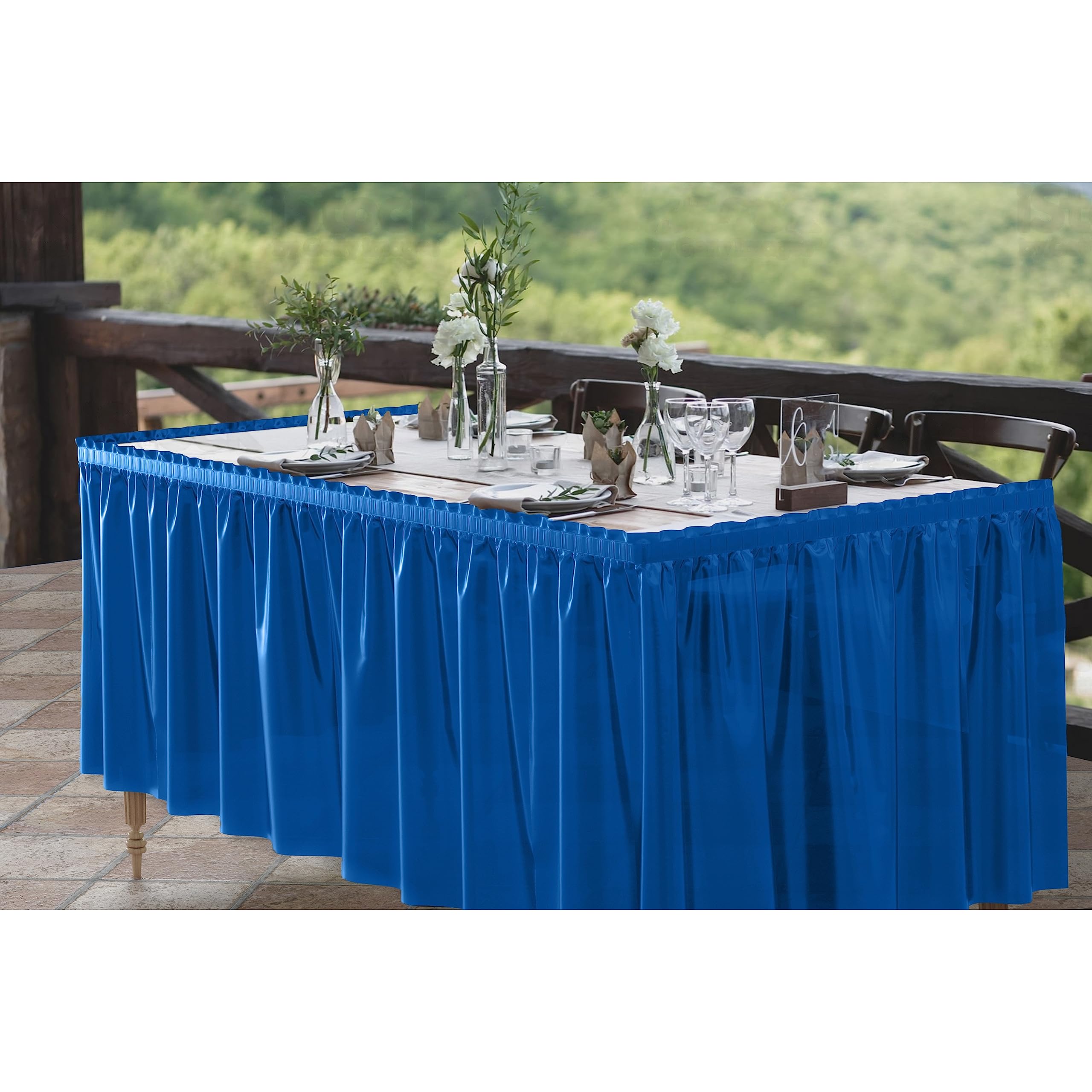 Dark Blue Plastic Table Skirt | 6 Pack