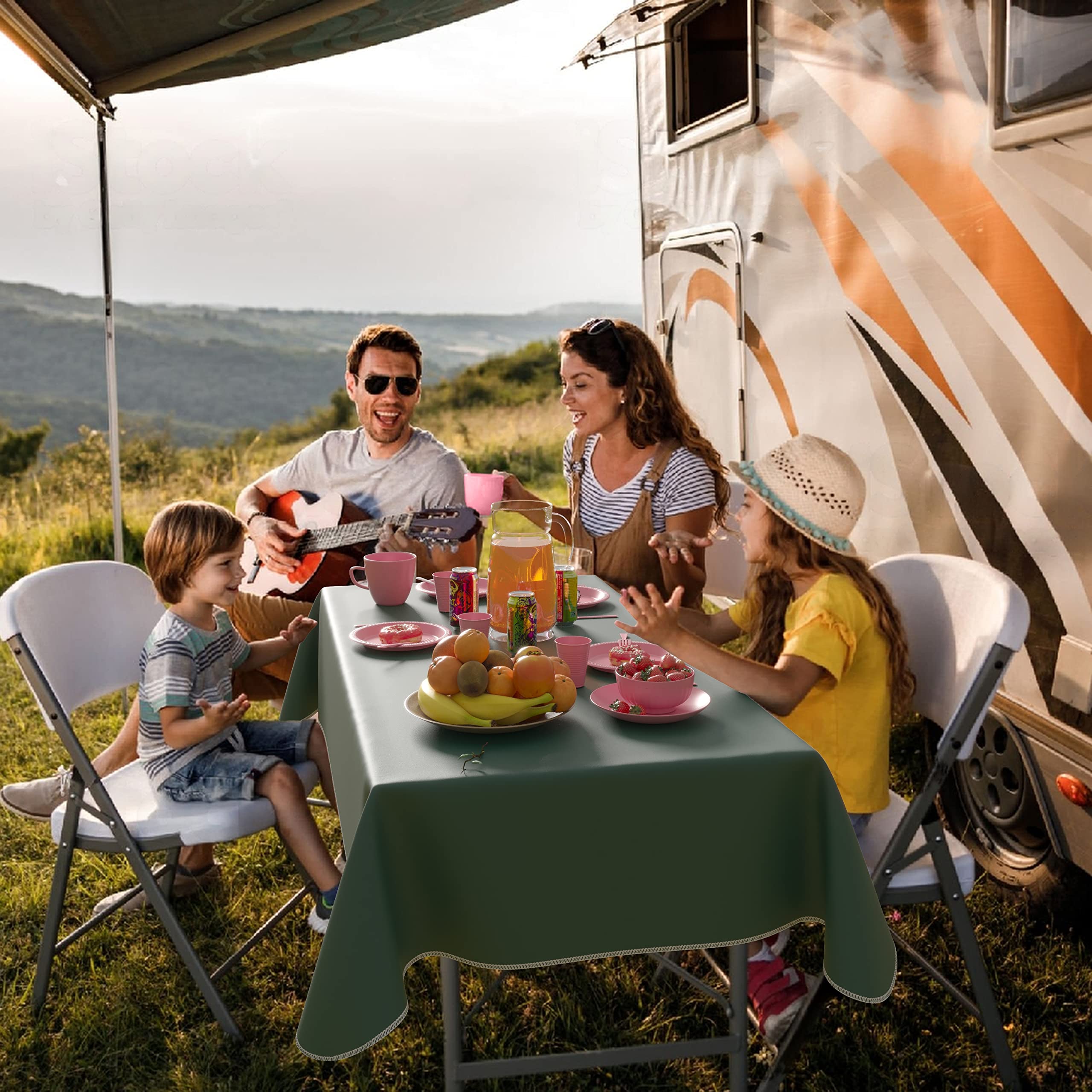 Dark Green Flannel Backed Plastic Table Cover 54 In. x 70 In. | Case of 36