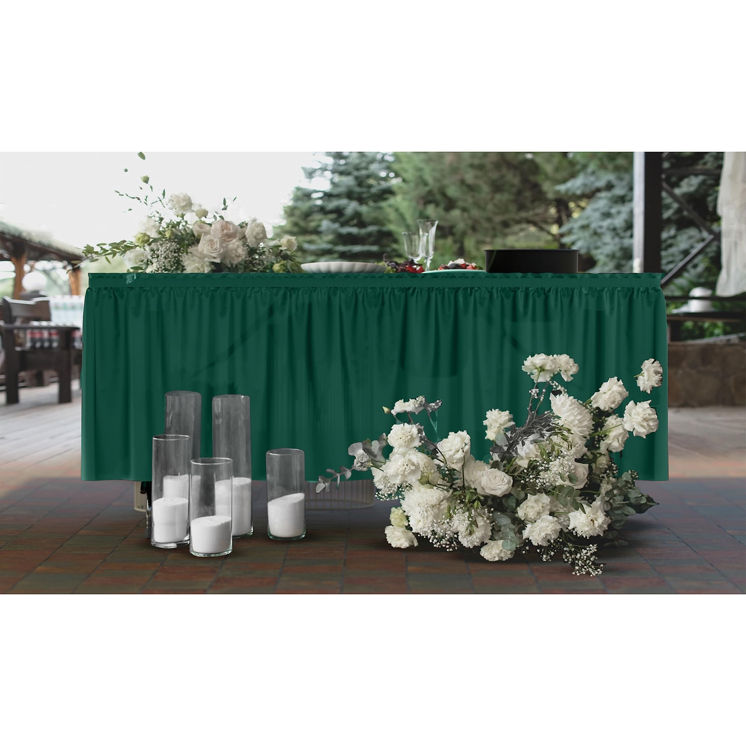 Dark Green Plastic Table Skirt | 6 Pack