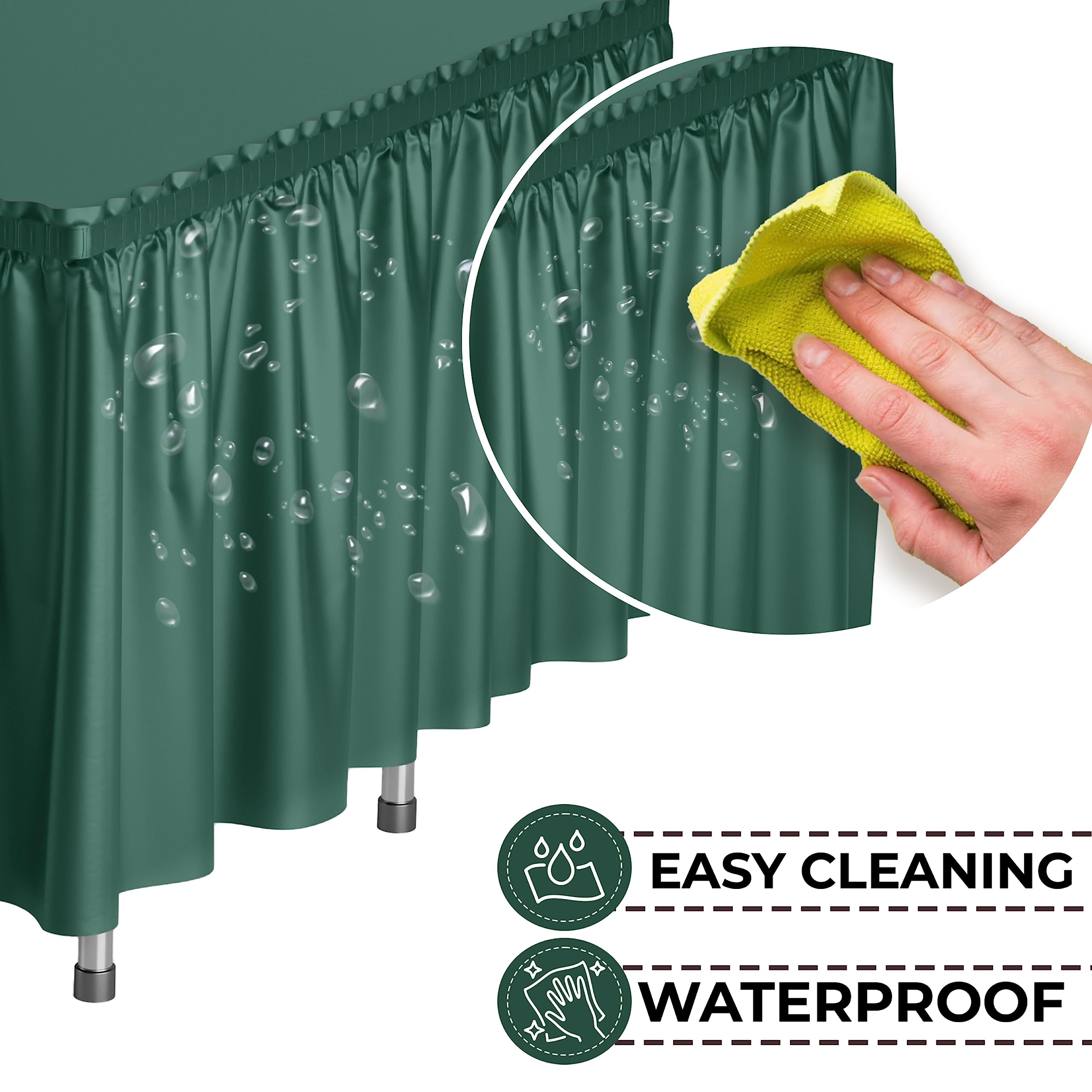 Dark Green Plastic Table Skirt | 6 Pack