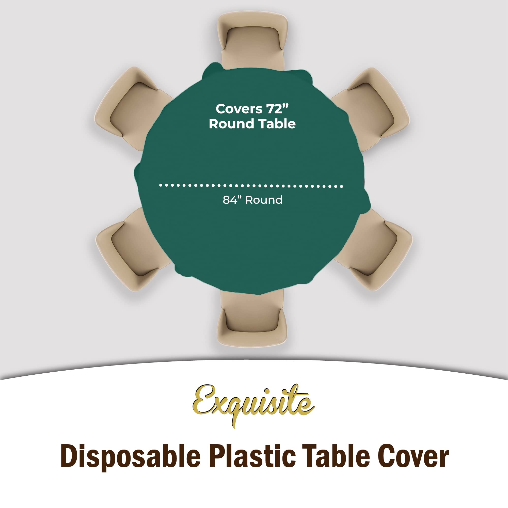 Round Dark Green Table Covers | 6 Pack