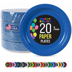7 In. Dark Blue Paper Plates - 20 Ct.