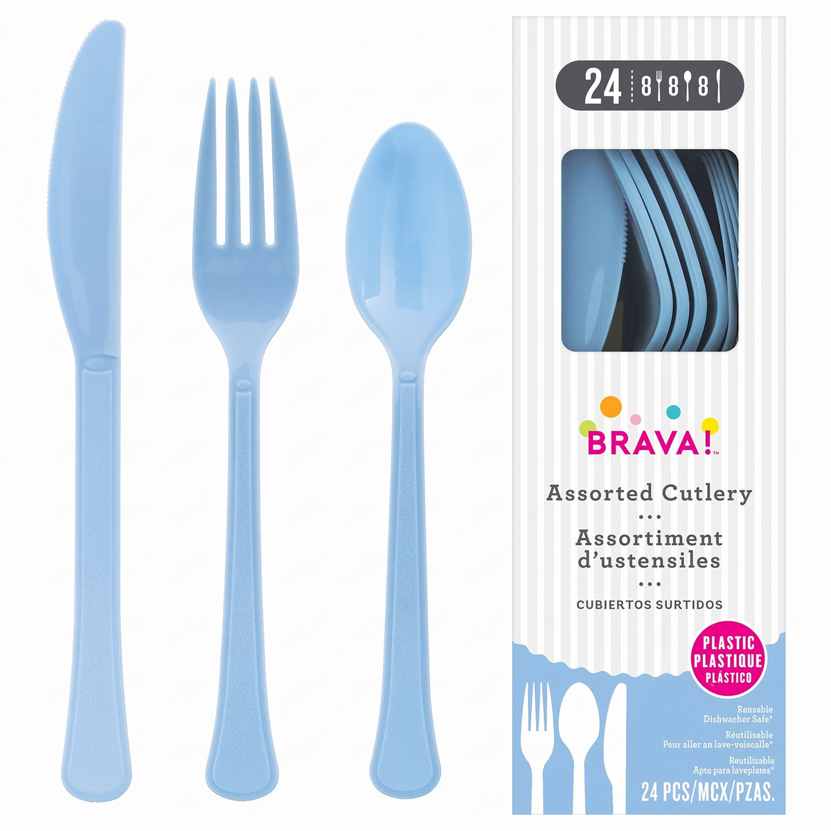 Brava! Pastel Blue Plastic Cutlery Set - 24 Count