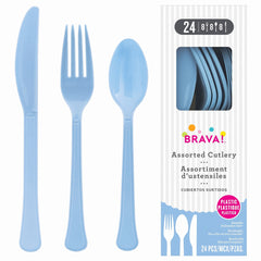 Brava! Pastel Blue Plastic Cutlery Set - 24 Count