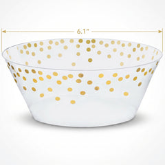Elegant Gold Polka Dot Plastic Serving Bowl - 6.1 In.