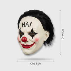 Creepy Clown "Ha!" Mask with Hair - Halloween Costume Accessory