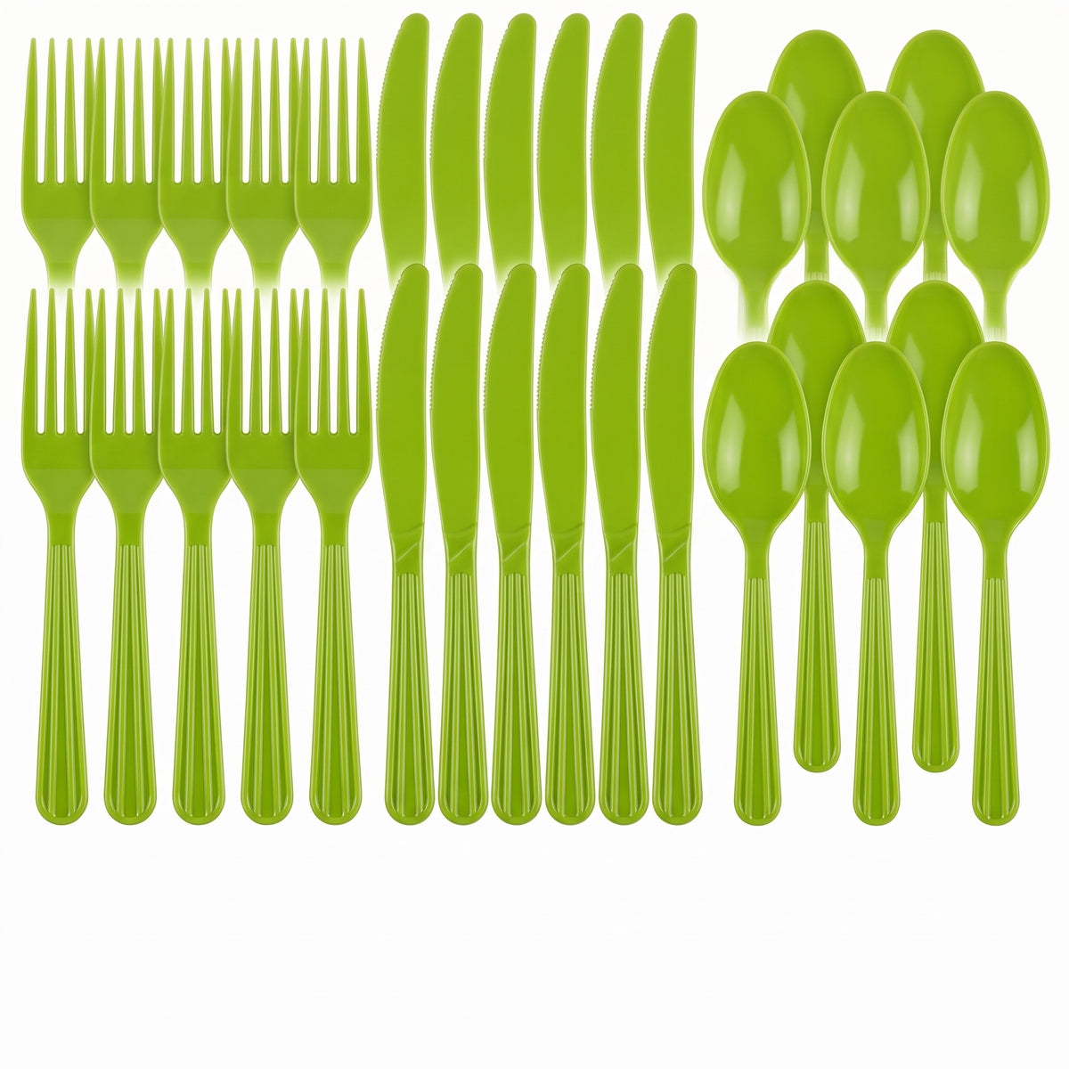 Kiwi Green Assorted Plastic Cutlery Set - 24 Pieces - 7.5 in.