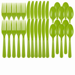 Kiwi Green Assorted Plastic Cutlery Set - 24 Pieces - 7.5 in.
