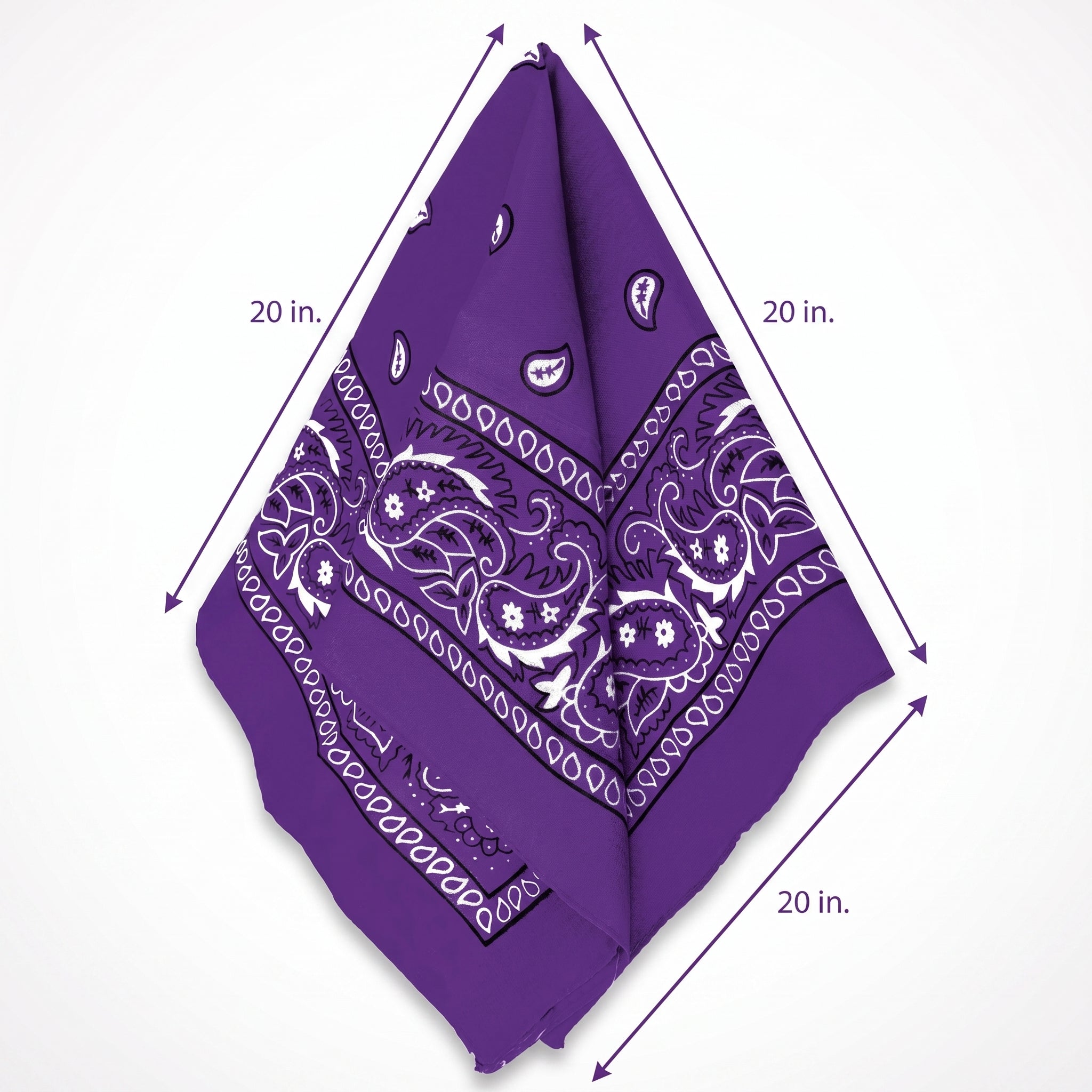 Vibrant Paisley Purple Bandana - 20" Square