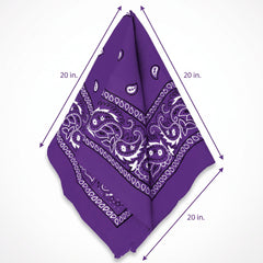Vibrant Paisley Purple Bandana - 20" Square