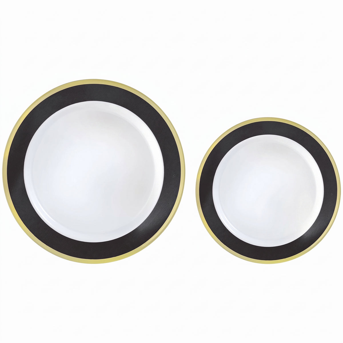 Elegant Black & Gold Bordered Premium Plastic Plate Set