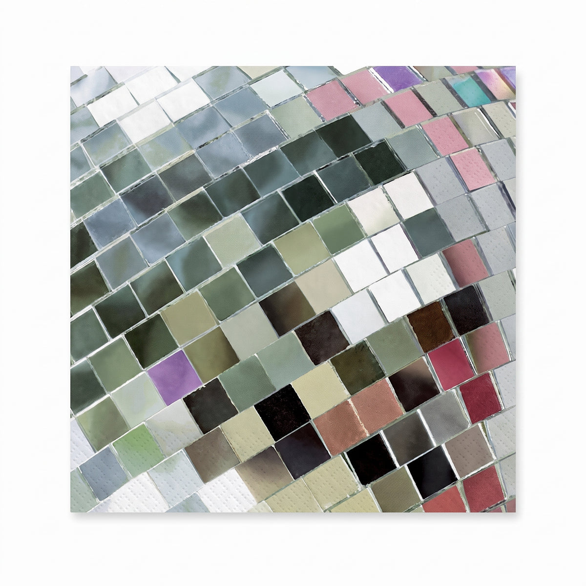 Silver Disco Ball Lunch Napkins - 6.5 In. x 6.5 In. - 16 Pack