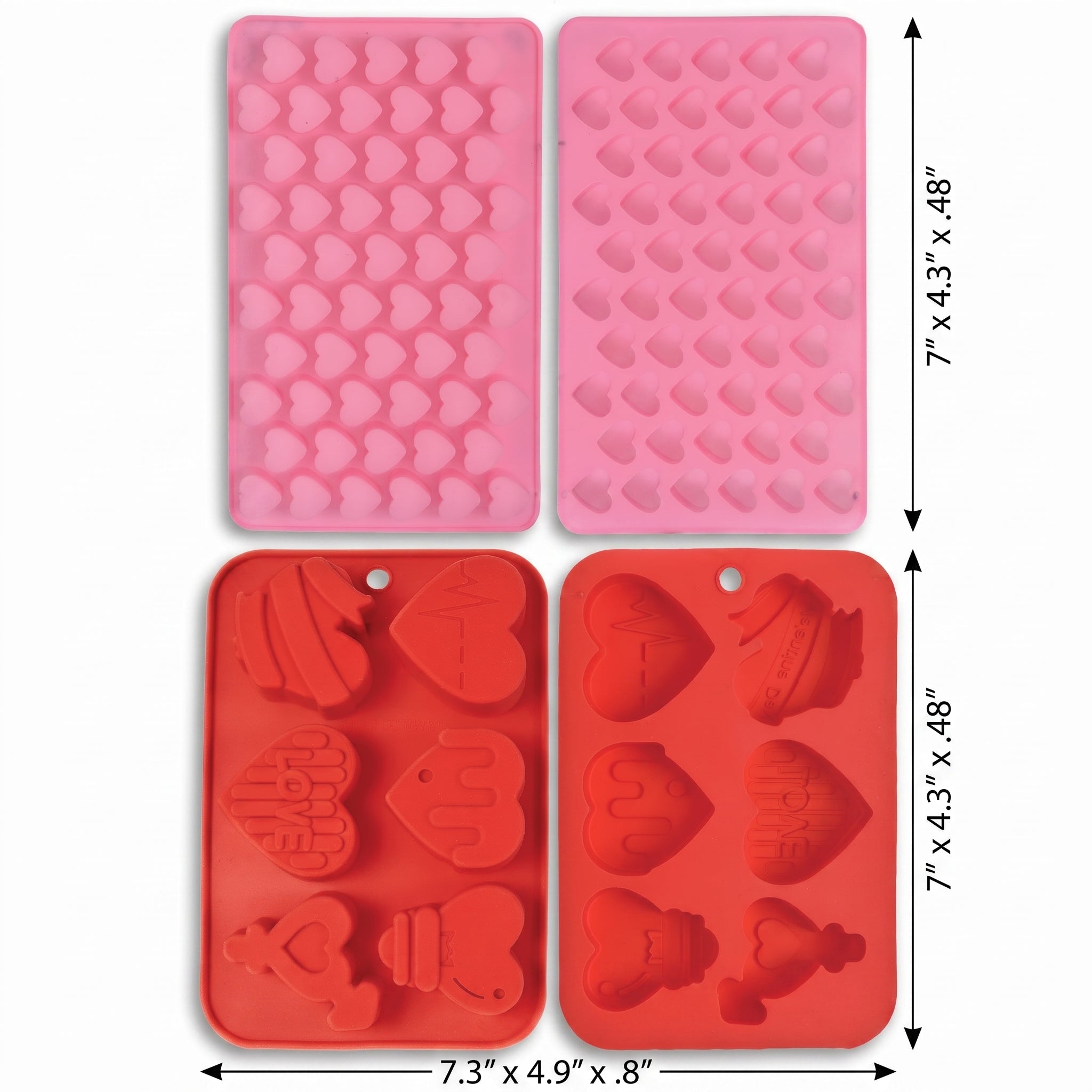 Valentine's Day Silicone Heart-Shaped Mold Set - 2-Pack