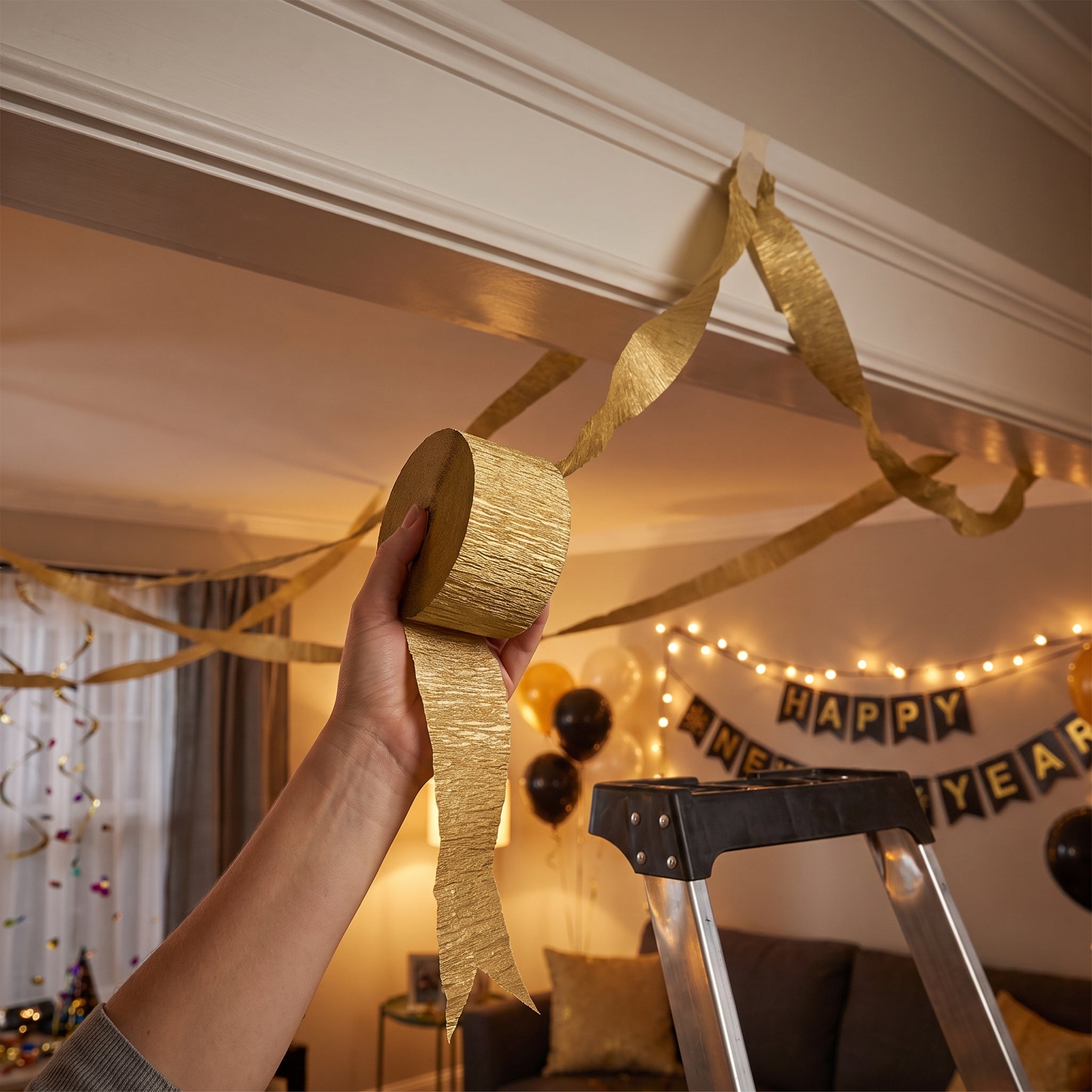 Gold Crepe Paper Streamer Roll - 81ft