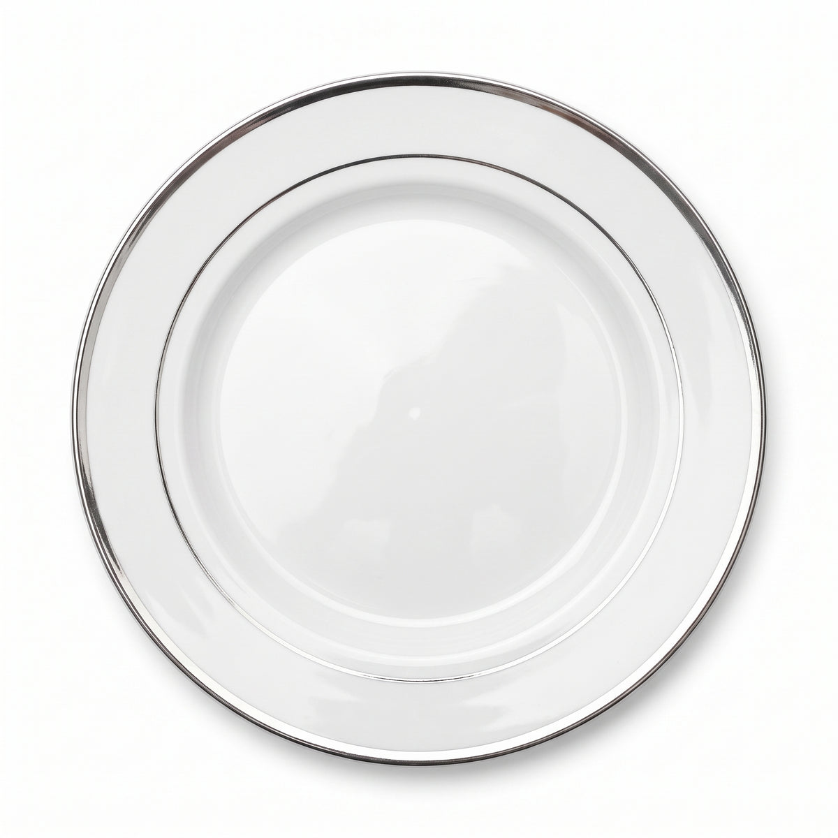 Elegant Silver Trim Premium Plastic Dinner Plates, 10.25-inch, 20-Pack