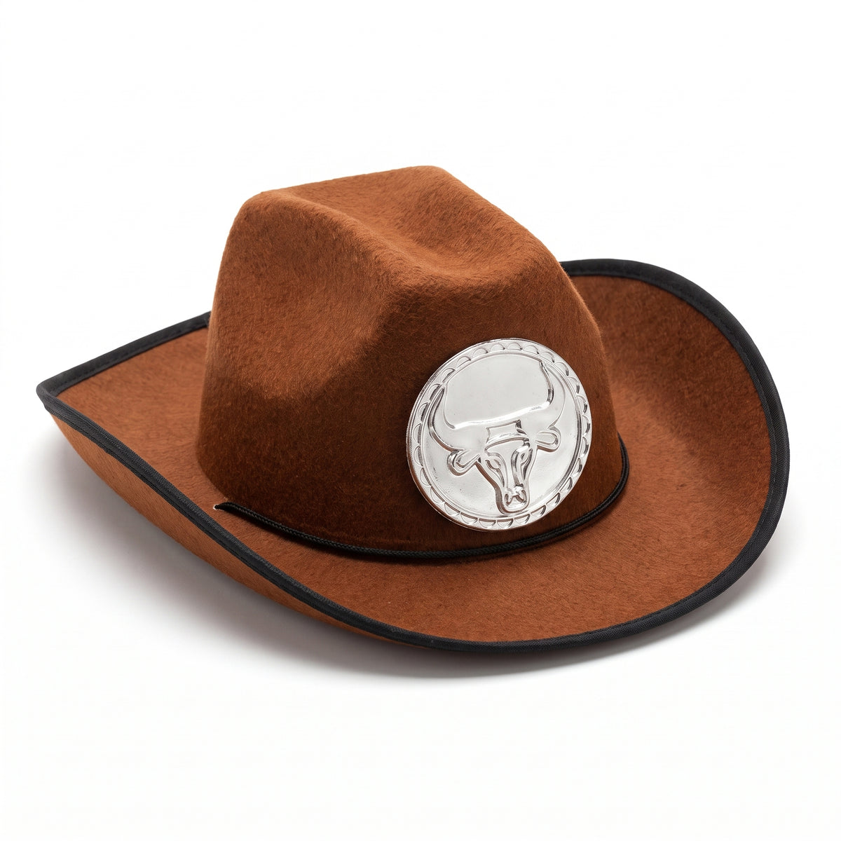 Kids' Brown Cowboy Hat with Silver Medallion