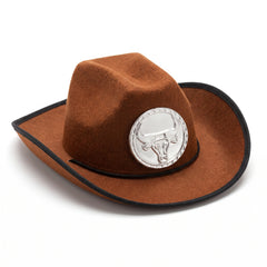 Kids' Brown Cowboy Hat with Silver Medallion