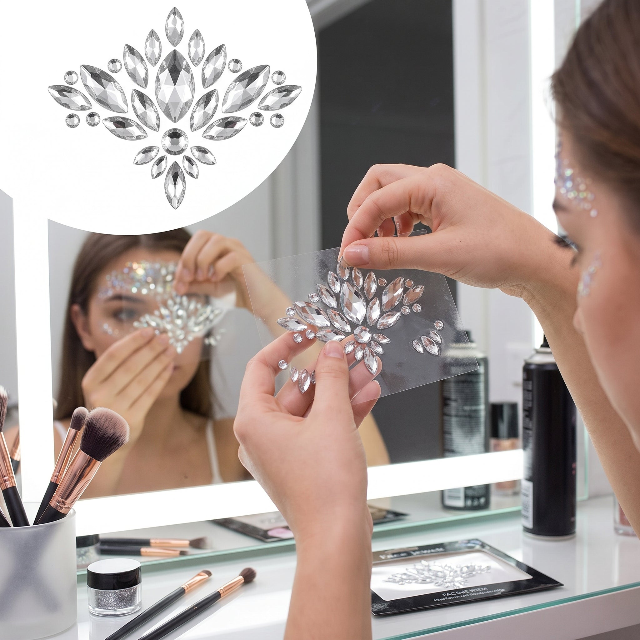 Silver Self-Adhesive Face Jewels - 1.5" x 4.5"
