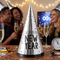 "Cheers To The New Year" Silver Party Cone Hat