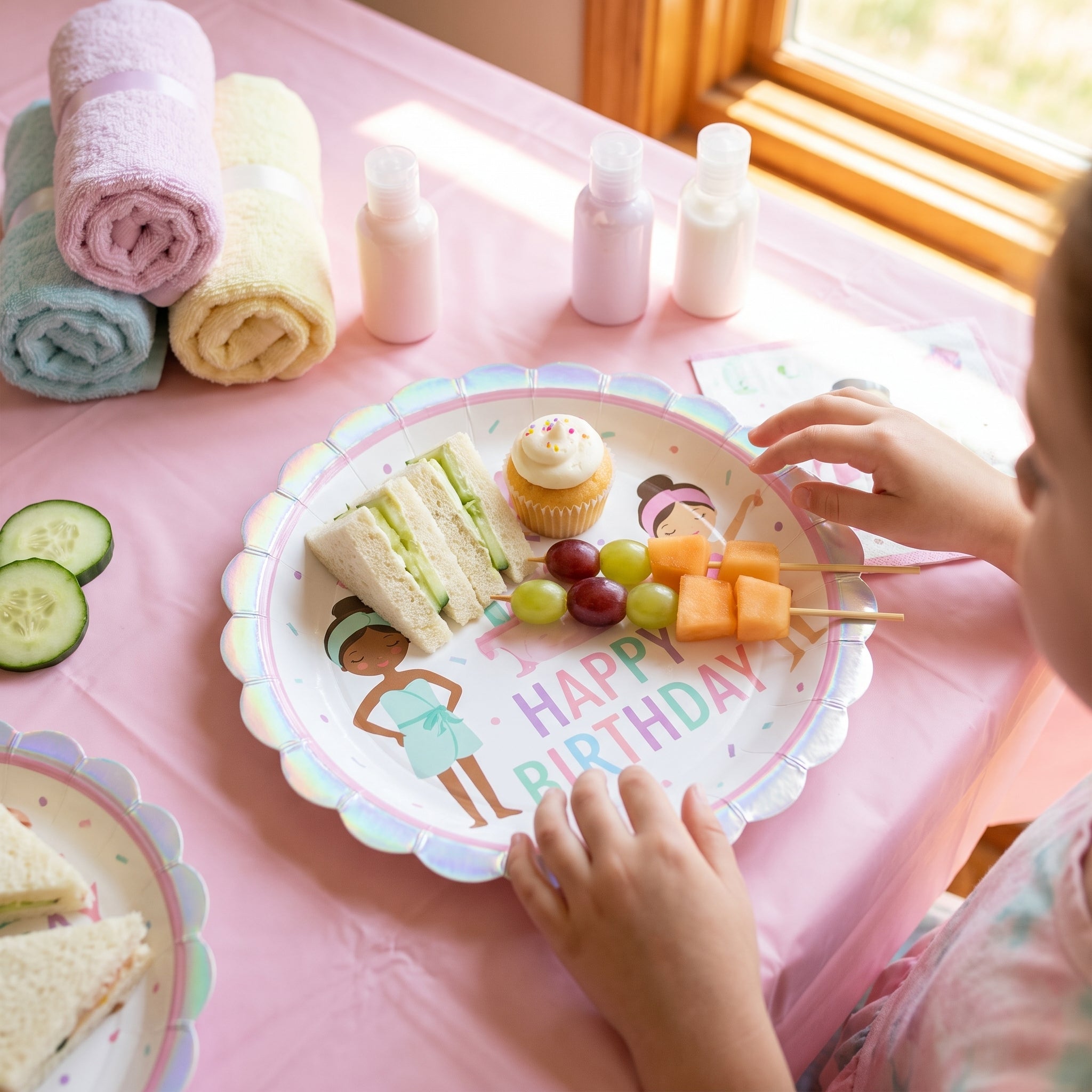 Spa Party 9" Round Iridescent Plates - 8 Pack