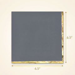 Dark Gray Luncheon Napkins with Gold Foil Stamping - 6.5 in. x 6.5 in.