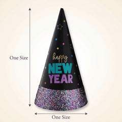 Glitter Dipped "Happy New Year" Starlight Cone Hat
