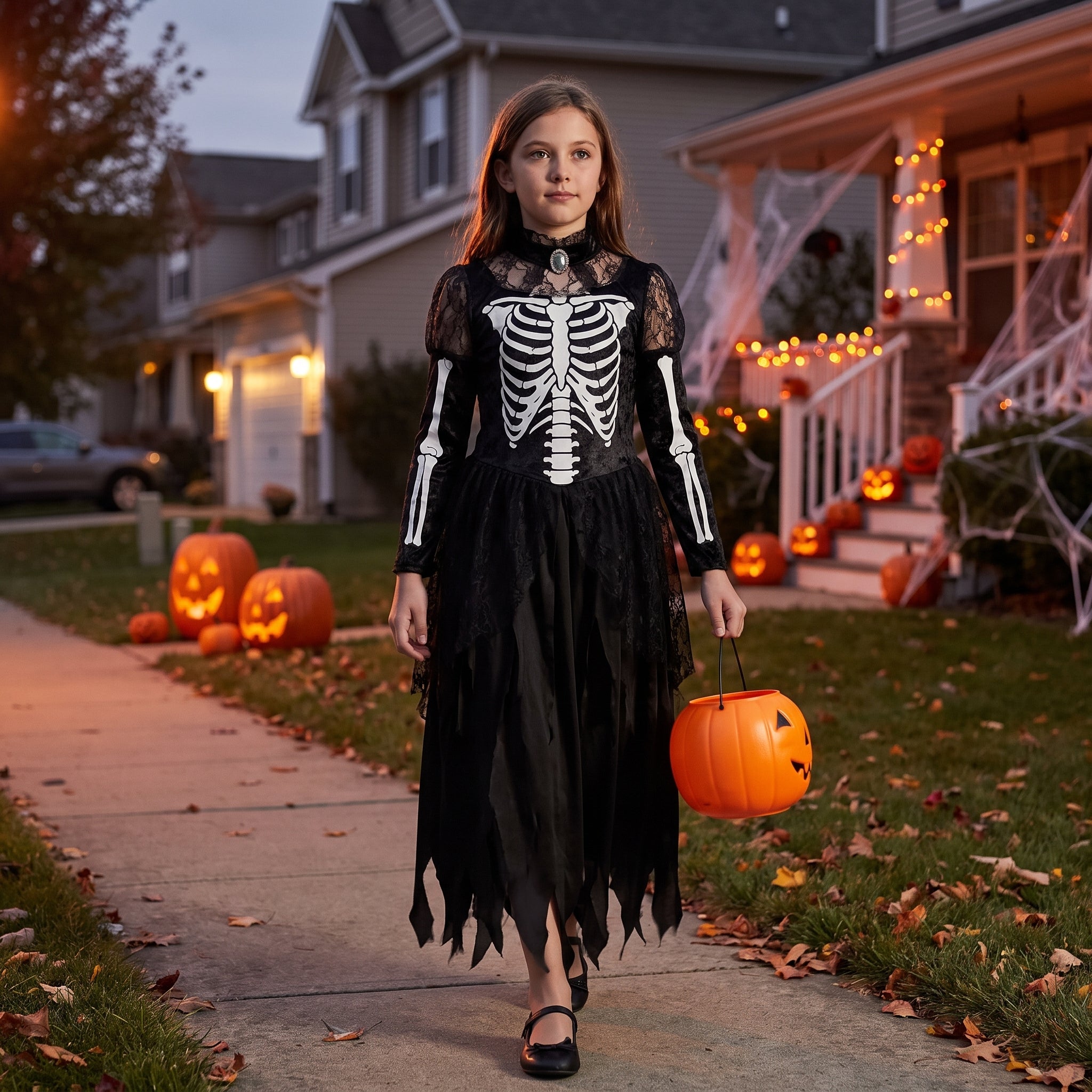 Gothic Skeleton Princess Halloween Costume for Girls
