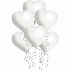 White Heart-Shaped Latex Balloons - 11 In. | 6 Pack
