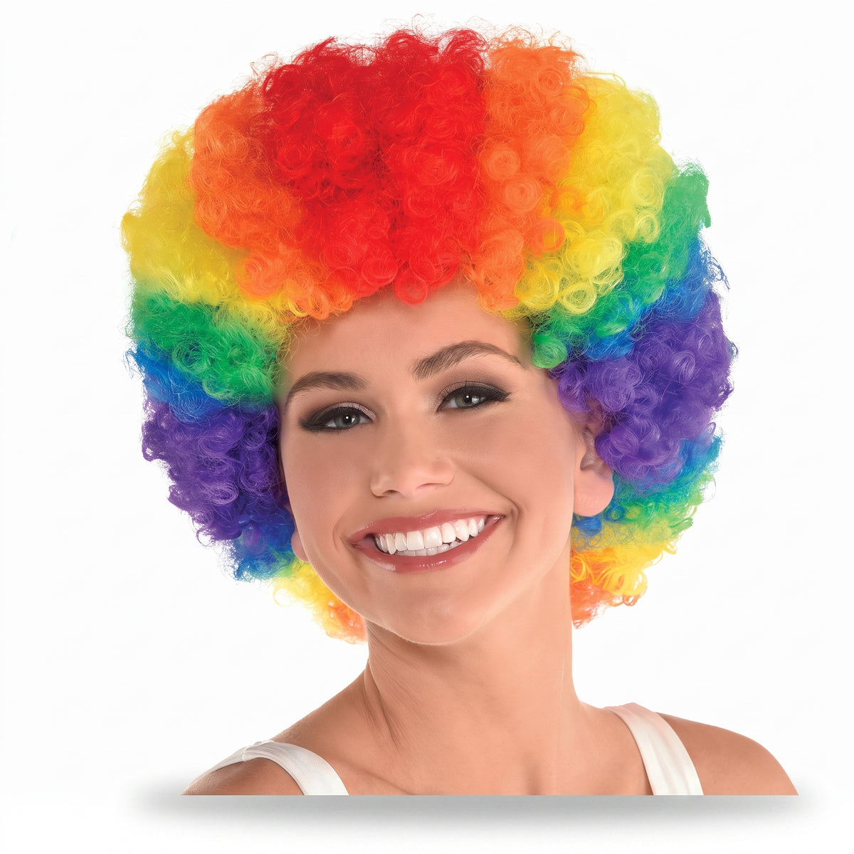 Vibrant Rainbow Curly Wig - Team Spirit Costume Accessory