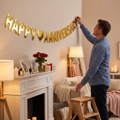 Gold "Happy Anniversary" Letter Banner