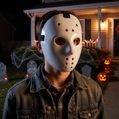 Hockey Horror Mask - White Plastic Costume Accessory