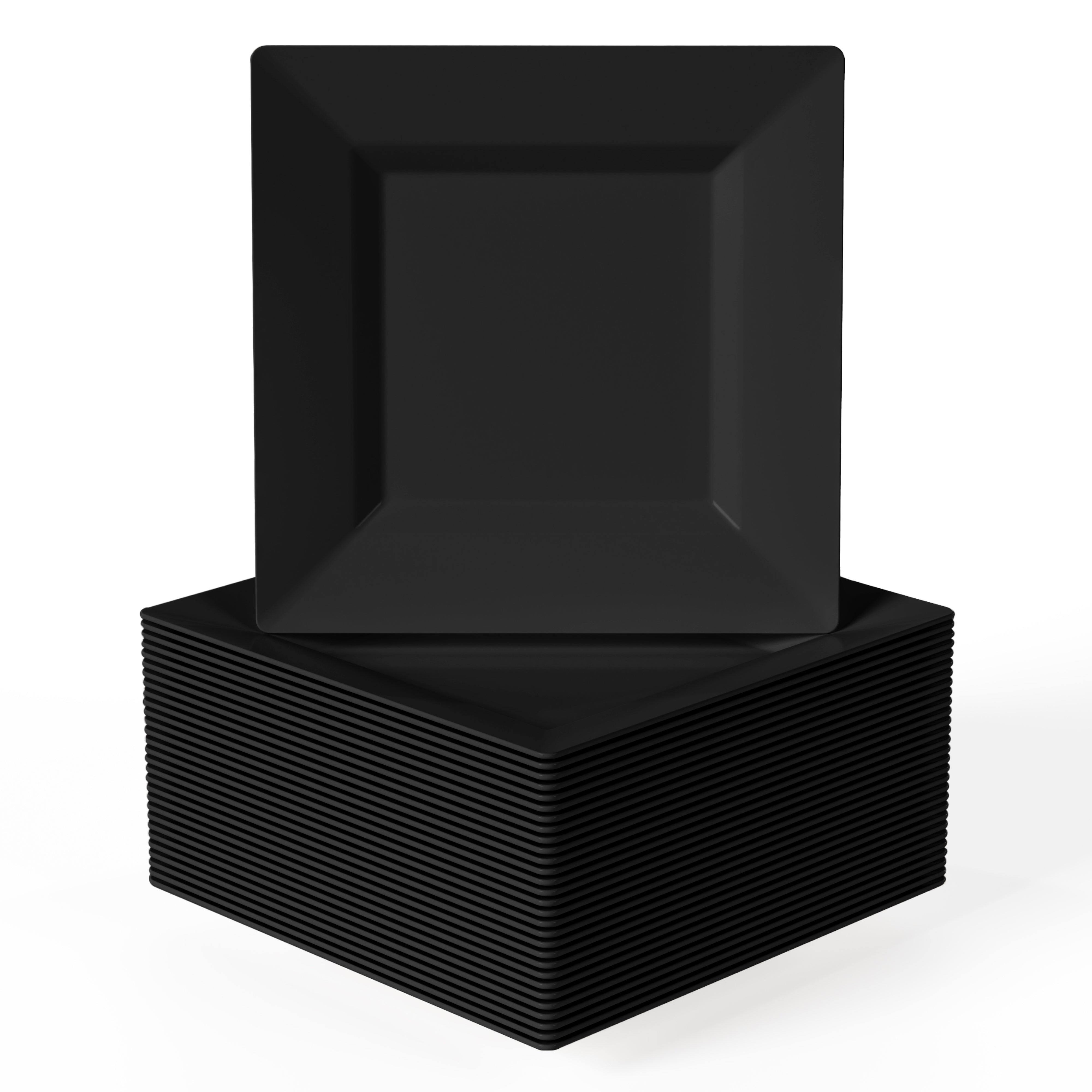 4.5 In. Black Square Plates - 100 Ct.