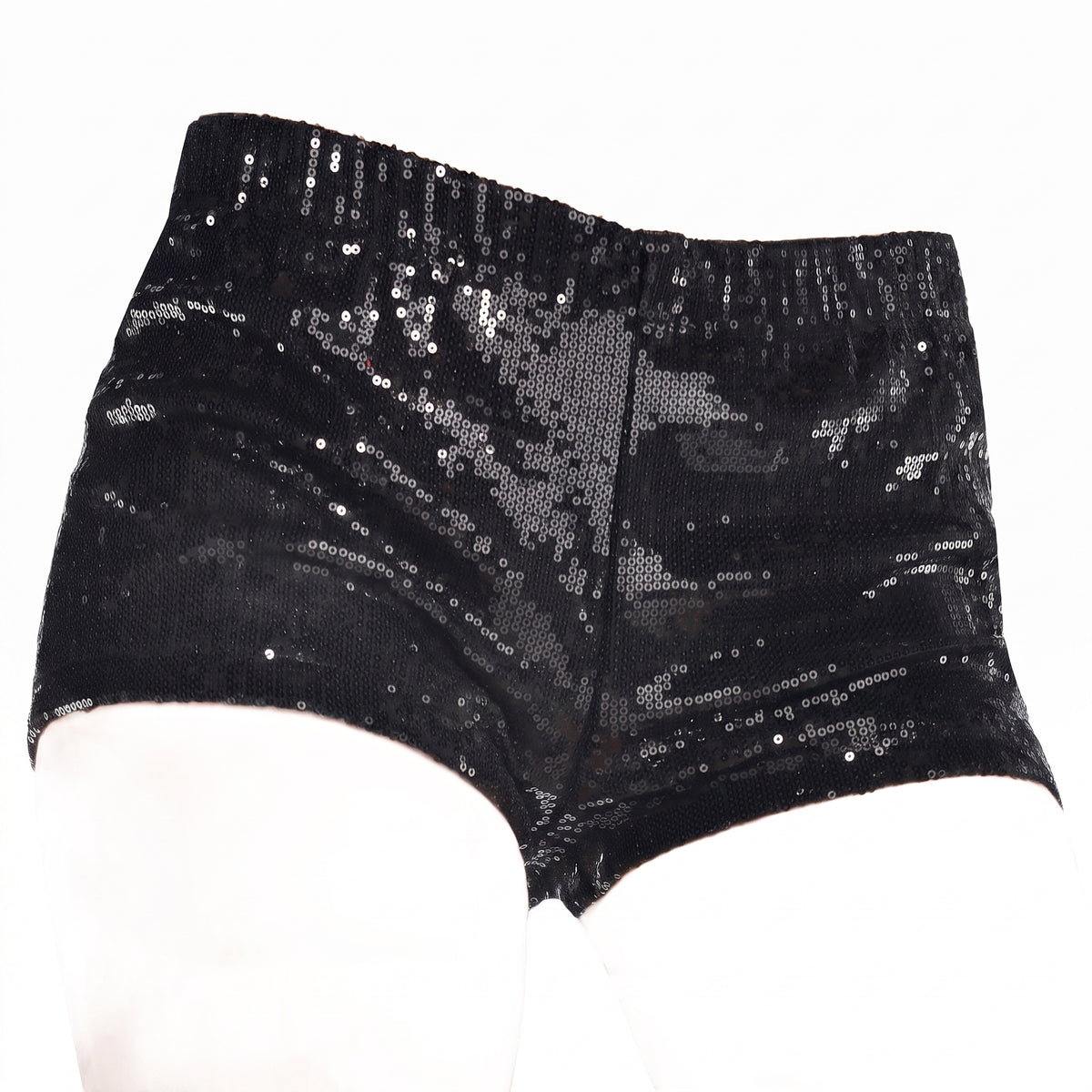 Women's Black Sequin Boy Shorts - Child S/M