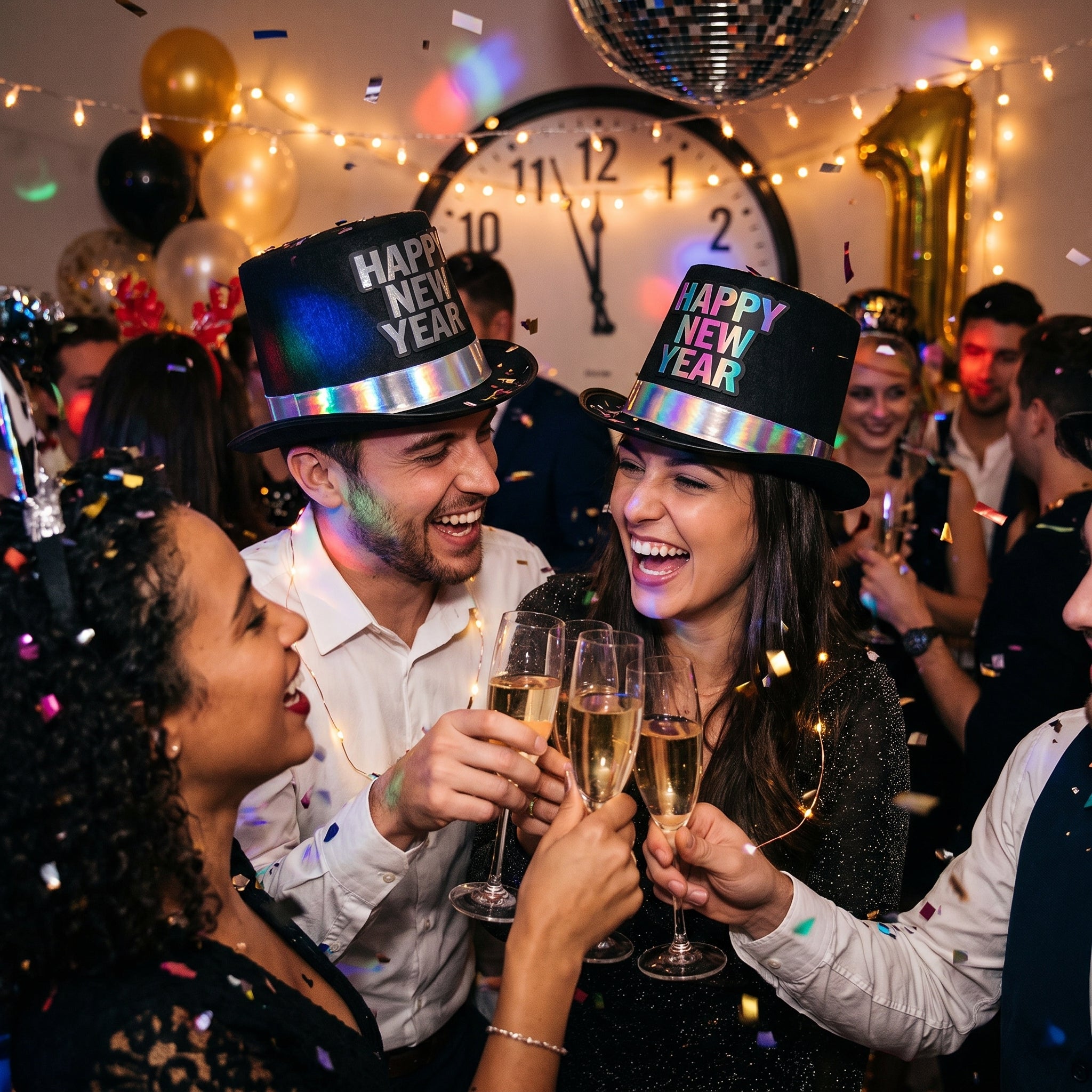Illuminating "Happy New Year" Top Hat - Perfect for New Year's Eve Celebrations