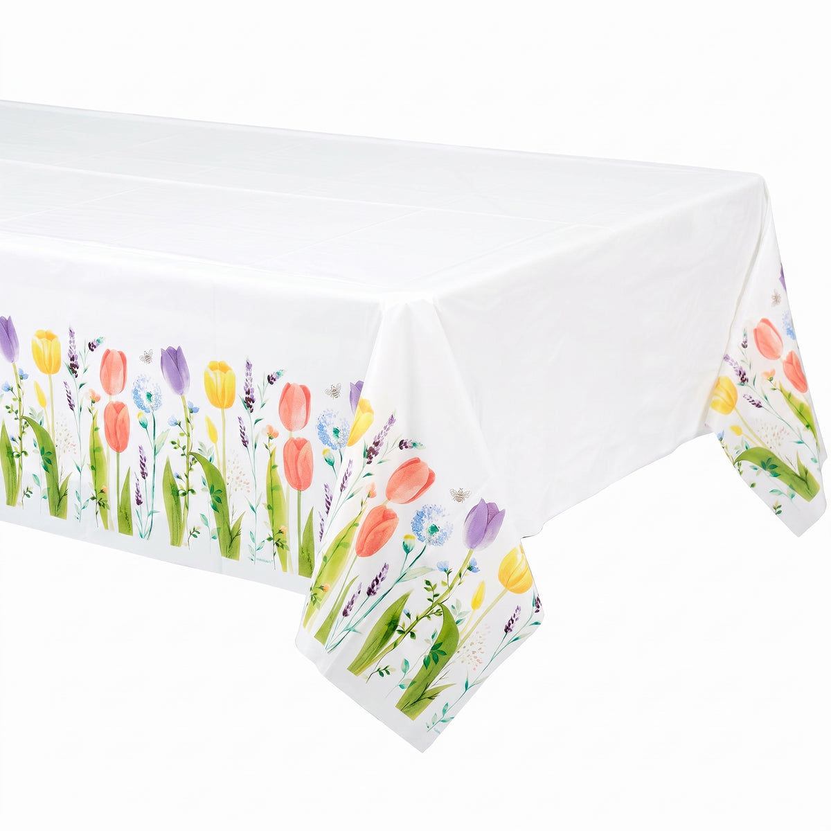 Spring Tulip Garden Plastic Table Cover, 54" x 102"