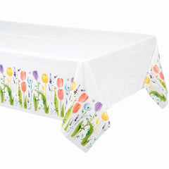 Spring Tulip Garden Plastic Table Cover, 54" x 102"