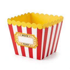Movie Night Popcorn Paper Bowls, 8-Inch, Red and White Stripes, 3-Pack