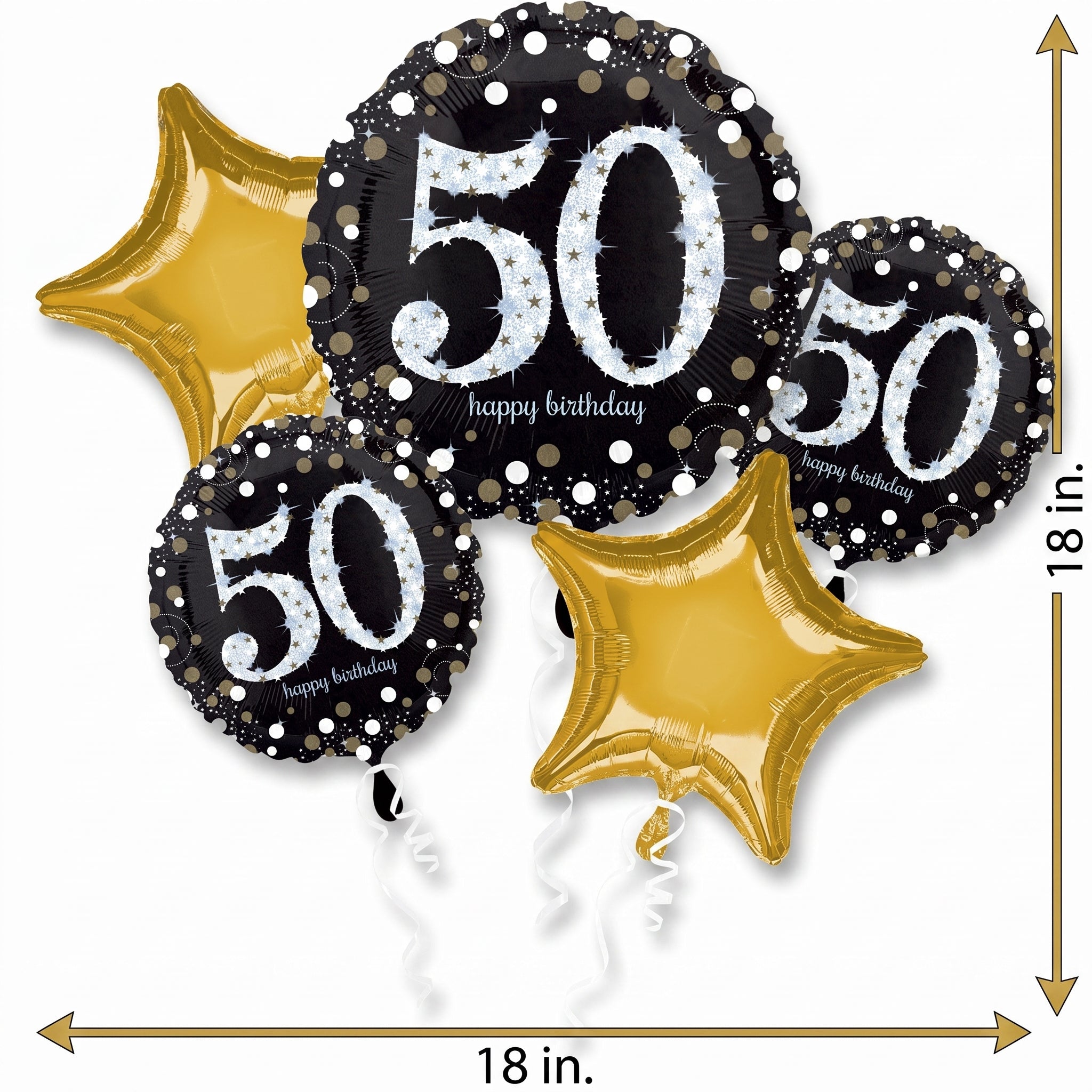 Sparkling 50th Birthday Foil Balloon Bouquet