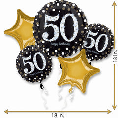 Sparkling 50th Birthday Foil Balloon Bouquet