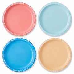 Bright Pastel "Happy Birthday" Rim Plates - 9.5", 8 Pack