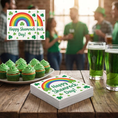 Happy Shamrock Day Beverage Napkins - 5 In. X 5 In.
