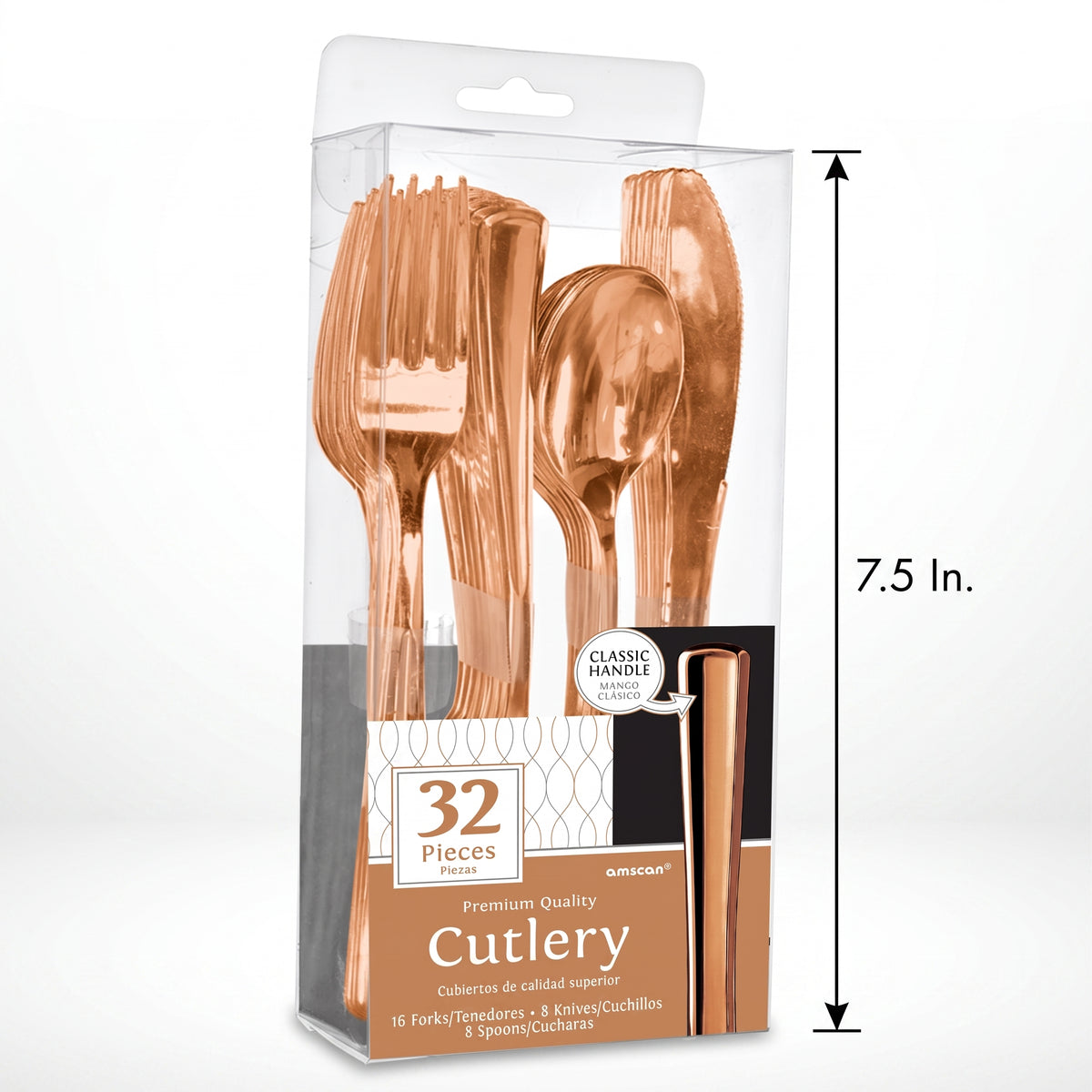 Premium Rose Gold Plastic Cutlery Set - 32 Count