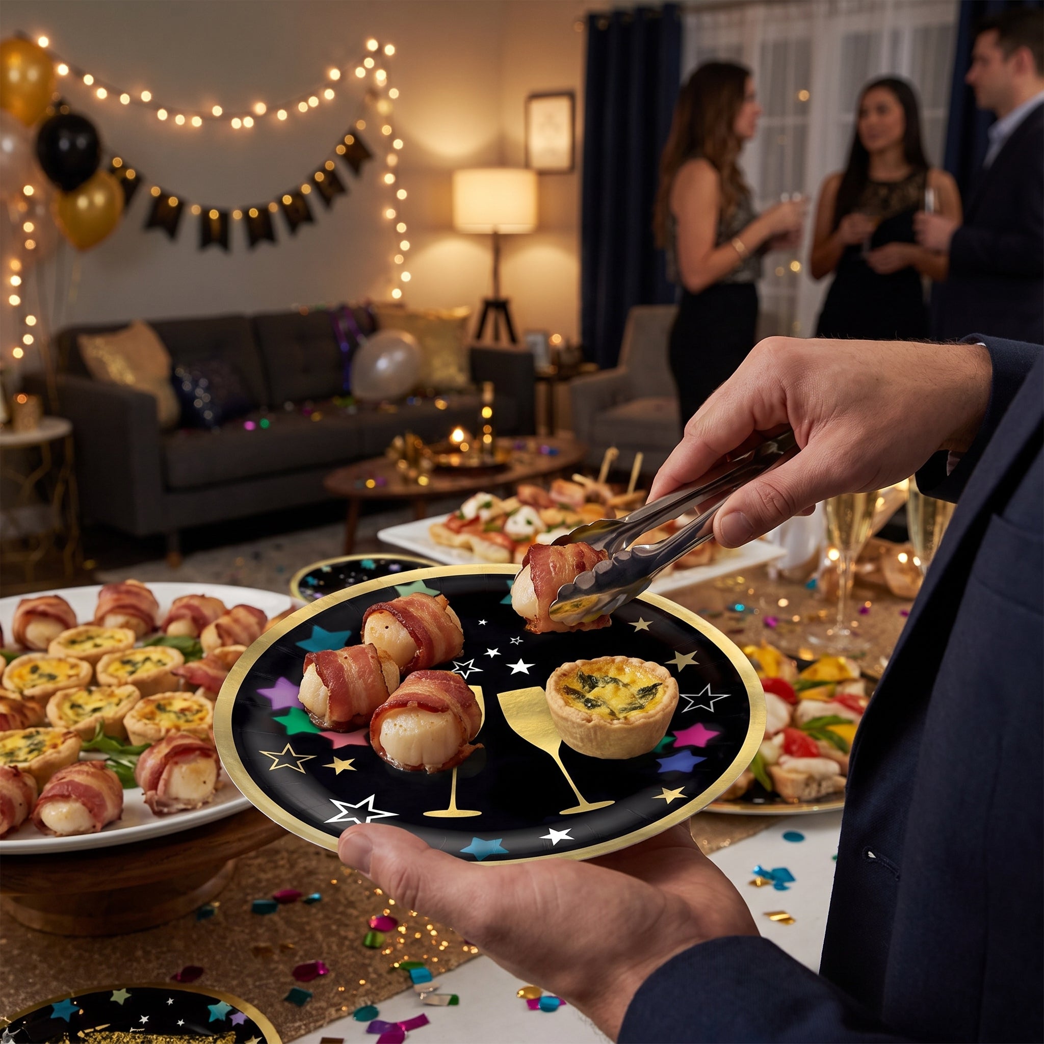 Starlight New Year's Eve Round Paper Plates, 6.75-Inch, 20-Pack