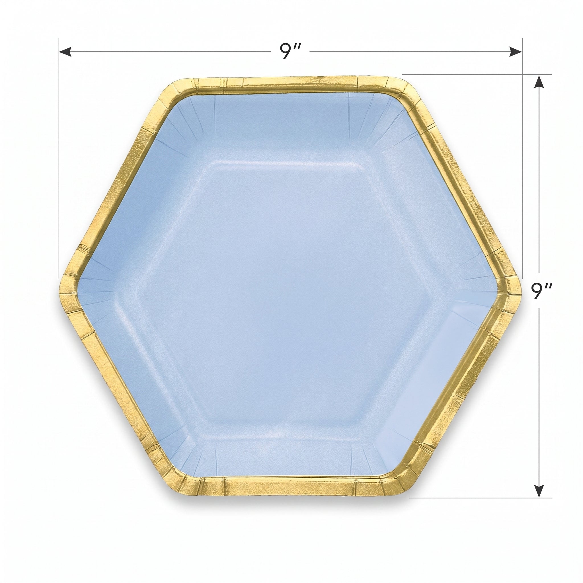 9" Ice Blue Hexagon Metallic Paper Plates