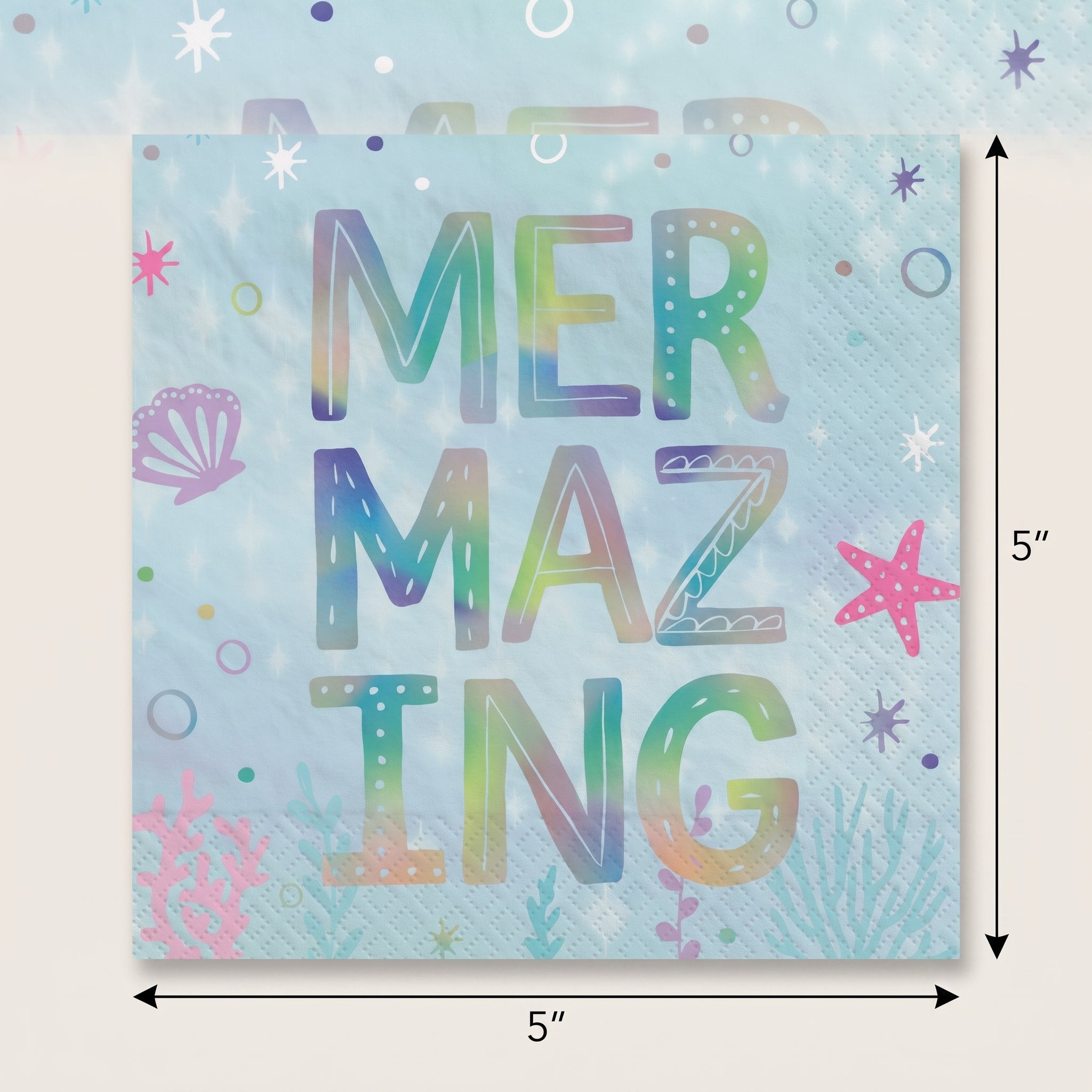 Shimmering Mermaids "Mermazing" Beverage Napkins - 16 Pack - 5 In. X 5 In.